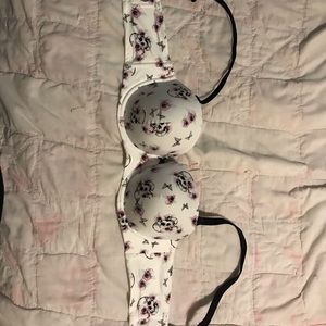 WHITE SKULL BUTTERFLY MICROFIBER PUSH-UP BRA